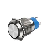 Interrupteur À Bouton-poussoir Métallique 12mm Impulsionnel À Verrouillage | Bouton d'alimentation PC marche/arrêt étanche 12 V 220 V(Flat Head No LED,BLUE_MOMENTARY SELF-RESET_24V DC)