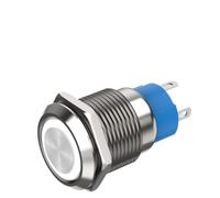 Interrupteur À Bouton-poussoir Métallique 12mm Impulsionnel À Verrouillage | Bouton d'alimentation PC marche/arrêt étanche 12 V 220 V(Flat Head Ring LED,BLUE_MOMENTARY SELF-RESET_12V DC)