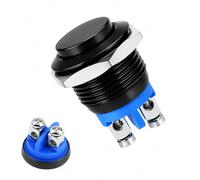 Interrupteur À Bouton-Poussoir Momentané 12V Étanche 16mm Noir Métal, 1A 220V IP20 Antirouille, Fixation À Vis Sans Soudure, Pour Voiture Moto Bateau Bricolage Électronique