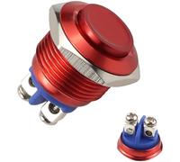 Interrupteur à bouton-poussoir momentané en métal de 16 mm offrant un fonctionnement à réinitialisation automatique et une connexion directe à bornes à vis pour montage sur panneau (rouge)
