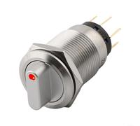 Interrupteur à bouton-poussoir rotatif 19 mm, taille du trou de verrouillage 3 positions 2NO2NC 12-24 V IP66 IK09 pour commande numérique et équipement (rouge)