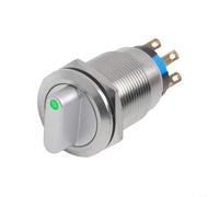 Interrupteur à bouton-poussoir rotatif 19 mm, taille du trou de verrouillage 3 positions 2NO2NC 12-24 V IP66 IK09 pour commande numérique et équipement (vert)