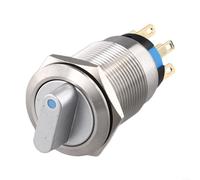 Interrupteur à bouton-poussoir rotatif 19 mm Taille du trou de verrouillage 3 positions 2NO2NC 12-24 V IP66 IK09 évalué pour commande numérique et équipement (bleu)