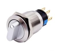 Interrupteur à bouton-poussoir rotatif de 19 mm avec verrouillage LED 2 positions en acier inoxydable IP66 IK09 autobloquant 3-6 V 1NO1NC 5A Montage sur panneau pour machine CNC Marine (blanc)