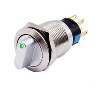 Interrupteur à bouton-poussoir rotatif momentané de 19 mm 3 positions 2no2nc en acier inoxydable Ip66 Ik09 étanche indicateur LED pour panneau de commande industrielle CNC machine argent 3-6 V 5 A