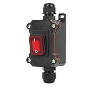 Interrupteur à cordon en ligne étanche IP65 avec voyant rouge, 220V 30A | commande marche/arrêt double position, interrupteur à bascule DPST
