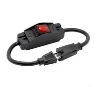 Interrupteur à cordon en ligne robuste 16 A, 250 V, 25 A, 120 V AC avec voyant rouge pour soudeurs, machines de découpe et circuits à courant élevé, finition noire