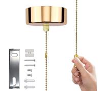 Interrupteur à cordon pour salle de bain, avec kit de chaîne de 150 cm, plafonnier de salle de bain, interrupteur à cordon de tirage, pour lustres de salle de bain (doré)