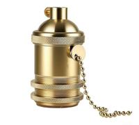 Interrupteur à tirette équipé d'une douille en cuivre E26/E27 avec base de bouton, idéal pour l'assemblage de lampes suspendues rétro et les projets d'éclairage personnalisés