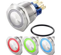 Interrupteur antivandalisme TRU COMPONENTS TC-7494640 250 V/AC 3 A 1 x Off/(On) à rappel rouge, vert, bleu, RVB IP65