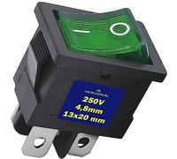 Interrupteur Bipolaire Vert Lumineux 250V 6A Fastons 4,8 mm Corps Noir Garantie de 10 Ans - MONTERAL