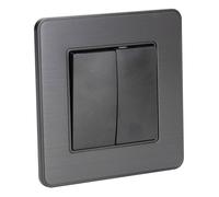 Zenitech Interrupteur Complet va et Vient Double 10A - métal Noir brossé - Kouro