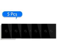 Interrupteur connecté Wi-Fi pour éclairage - Interrupteur mural - Double (2 modules) - Pack de 5 - Nécessite un fil neutre - Éclairage de fond bleu - 220 V - Noir