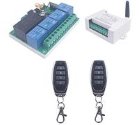 Interrupteur d’éclairage sans fil 220V 4CH sans câblage Apprendre le code Interrupteurs de relais de télécommande 85V-250V 220V 110V pour porte de garage légère (2 * Télécommande)