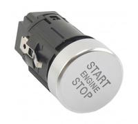 Interrupteur de Démarrage Moteur Bouton d'Allumage Commutateur Contacteur Remplacement en Plastique Antiusure Bouton Poussoir Noir à Face Argentée