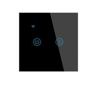 Interrupteur de lumière tactile intelligent, Interrupteur imperméable avec rétroéclairage LED, Interrupteurs tactiles WiFi 2.4GHz, Fonctionne avec Alexa, Google Home (Black, 2 Gang)