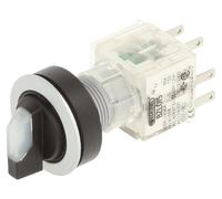 Interrupteur de sélection, 3 positions, verrouillage, LED 24V, couleur claire/argent, indice de protection IP65