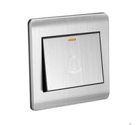 Interrupteur de sonnette de porte AC 250V 16A 86mm x 86mm Panneau inox Bouton-poussoir carré réinitialisable mural