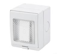 Interrupteur de sonnette d'extérieur étanche IP55 et prise murale, boîtier en ABS monté en surface, résistant aux UV, 250 V 16 A, finition blanche pour entrée de jardin et terrasse (JYL-1 Go)