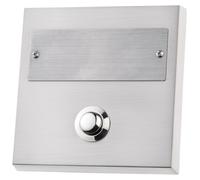 Interrupteur de sonnette, simple, à encastrer, plaque nominative en acier inoxydable, 42 V