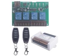 Interrupteur de télécommande de relais sans fil 110V 220V 4 canaux, RF 433Mhz AC 90V-250V 4CH Ouvre-porte de garage Récepteur de commutateur sans fil 2 émetteurs (4CH-2* Contrôleur 433Mhz)