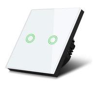 Maclean Interrupteur tactile MCE711W – double en verre, LED rond, blanc 85x85 mm
