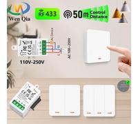 Interrupteur d'éclairage intelligent 433MHz, récepteur AC 110V 220V et 1/2/3 boutons 86, bouton-poussoir sans fil, transmission 50m pour l'amélioration de l'habitat 3Receiver 2Switch