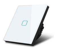 Interrupteur d'éclairage - Maclean - Tactile LED - Verre blanc - 1000W - 86x86 mm