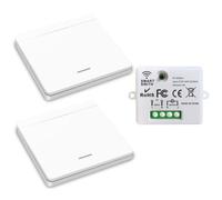 Interrupteur d'éclairage sans fil RF 433MHz - Kit 1 récepteur + 2 émetteurs, 7A 1500W, montage mural