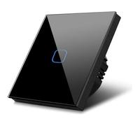 Interrupteur d'éclairage tactile LED - Maclean - Verre noir - 1000W - 86x86 mm - Intérieur