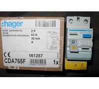 ID 2P 63A 30mA A borne déc. - INTER DIFF BIPOLAIR HAGER CDA765F