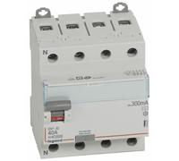 Legrand Interrupteur différentiel tétrapolaire 411665 40A AC 300mA – 4 modules – bornes alignées