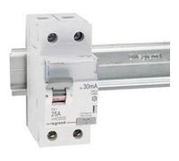 Legrand TX3 interrupteur différentiel 25A, 2 pôles, 30mA, type A, 230VAC, 2 unités de division, 411559