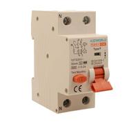 Interrupteur Différentiel Magnétothermique Type F 32A C32, RCBO Type F Courbe C 6kA 30mA, 1P+N 2 Modules DIN, Pour Pompes de Chaleur, Climatiseurs, Machines à Laver, Moteurs contrôlés par Onduleur