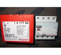 INTERRUPTEUR DIFFERENTIEL TETRA. 63A 300mA TYPE A, 411786 LEGRAND 63AMPERE 4POLE