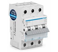 Interrupteur différentiel triphasé, 3 pôles, 16A, 6kA, 3 modules, pour réseau 230/400V, montage sur rail DIN