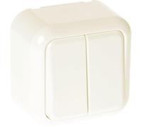 Interrupteur double Ancient à 2 touches en beige élégant, dimensions de 6 x 6 x 3 cm. Idéal pour n'importe quel espace, combine fonctionnalité et style dans votre décoration moderne.