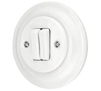 Interrupteur double encastré - ADAKAT - PR1 - porcelaine blanc - tout-en-un - Ø100 mm profondeur 15 mm