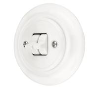 Interrupteur double encastré en porcelaine rétro Tout-en-un Série PR1 Blanc