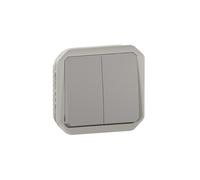 Interrupteur double - Plexo - 069525L - Gris - IP55 - 10A