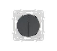 Interrupteur double va-et-vient Odace Gris anthracite