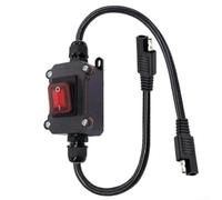 Interrupteur en ligne étanche 12 V avec connecteurs SAE PG9 et indicateur LED pour une utilisation hors réseau et marine (rouge)