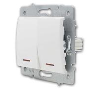 Interrupteur Encastrable Double avec Voyant Lumineux LED LOGI Blanc