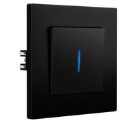 Interrupteur encastré avec griffes, voyant LED, simple va-et-vient, noir