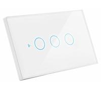 Interrupteur encastré intelligent CENTURY (triple, 5 A, 220–240 V, indice de protection IP20), contrôlable via smartphone par Wi-Fi ouvocale. Compatible avec le boîtier encastré BTICINO 503E à 3 modul