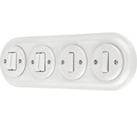 Interrupteur encastré Porcelaine Rétro, double, quadruple, All-in-One, SET Série PR1 blanc