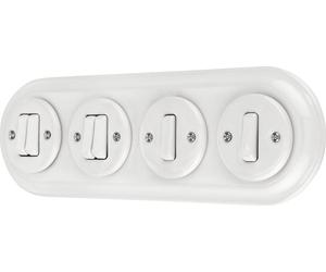 Interrupteur encastré Porcelaine Rétro, double, quadruple, All-in-One, SET Série PR1 blanc
