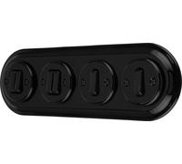 Interrupteur encastré Porcelaine Rétro, double, quadruple, All-in-One, SET Série PR1 noir