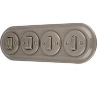 Interrupteur encastré porcelaine rétro, double, quadruple, tout-en-un, SET Série PR1 gris-beige