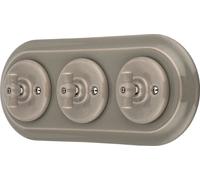 Interrupteur encastré porcelaine Retro Rotary triple, tout-en-un, SET série PR1 gris-beige
